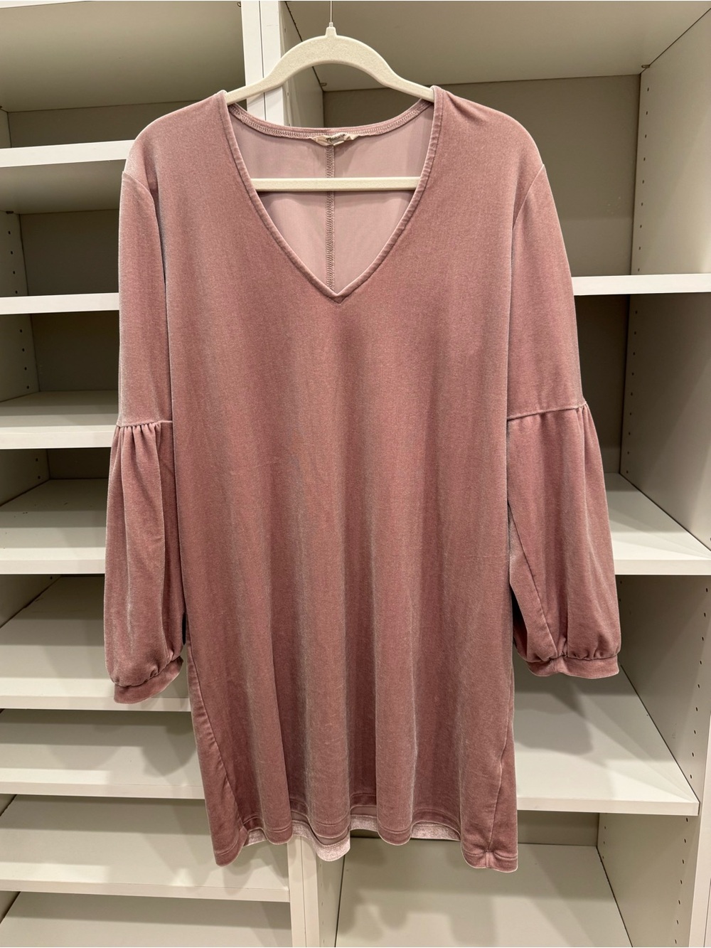 Madewell Velvet Balloon-Sleeve Dress, Size L